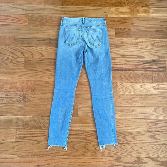 Mother The Looker Ankle Fray Cropped Skinny Jeans Womens 24 When Sparks Fly Blue - Picture 3 of 11